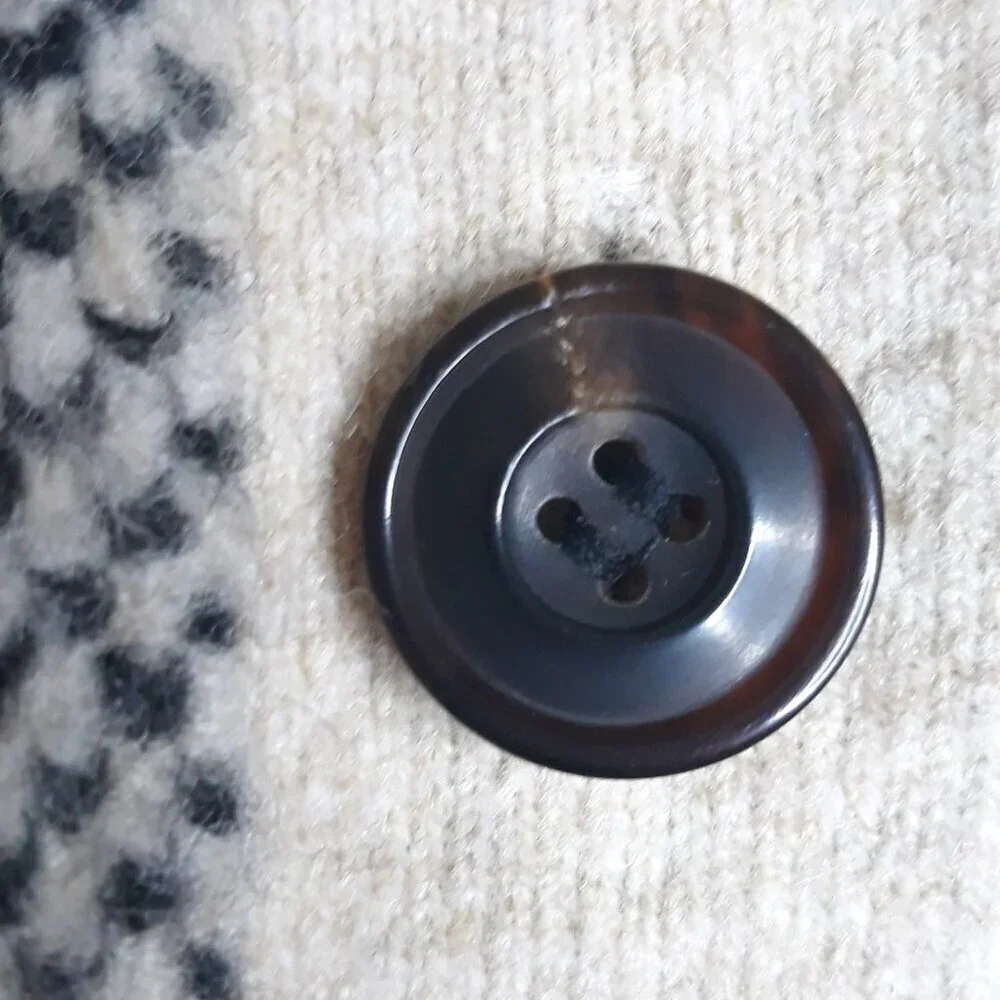 Rails Reese Black Oatmeal Plaid Cardigan M V-Neck Boxy Heavyweight